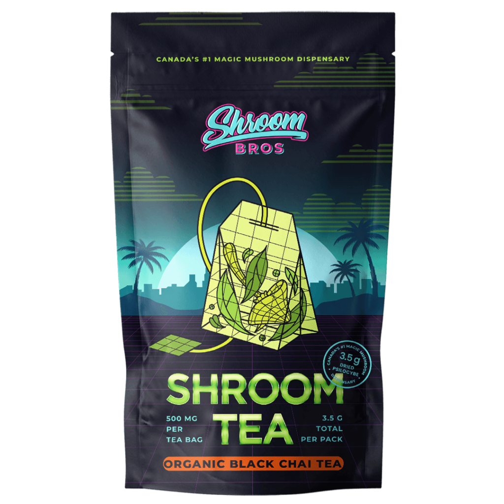 organic black chai magic mushroom tea - shroom bros